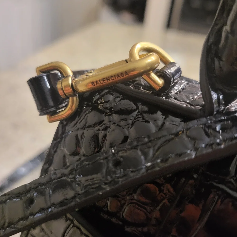 Balenciaga Hourglass Small Croc-Embossed Top-Handle Bag - Picture 10 of 10